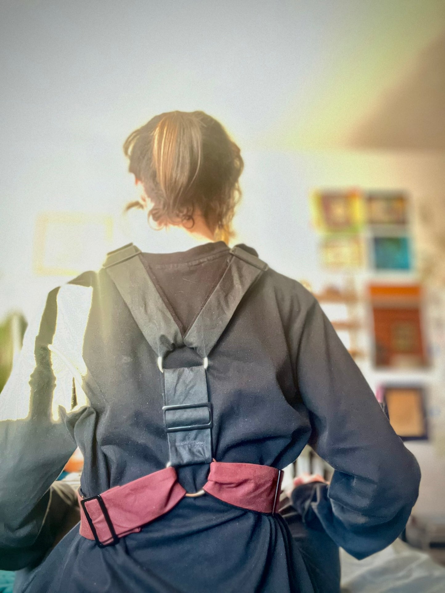 Black with Burgundy Harness