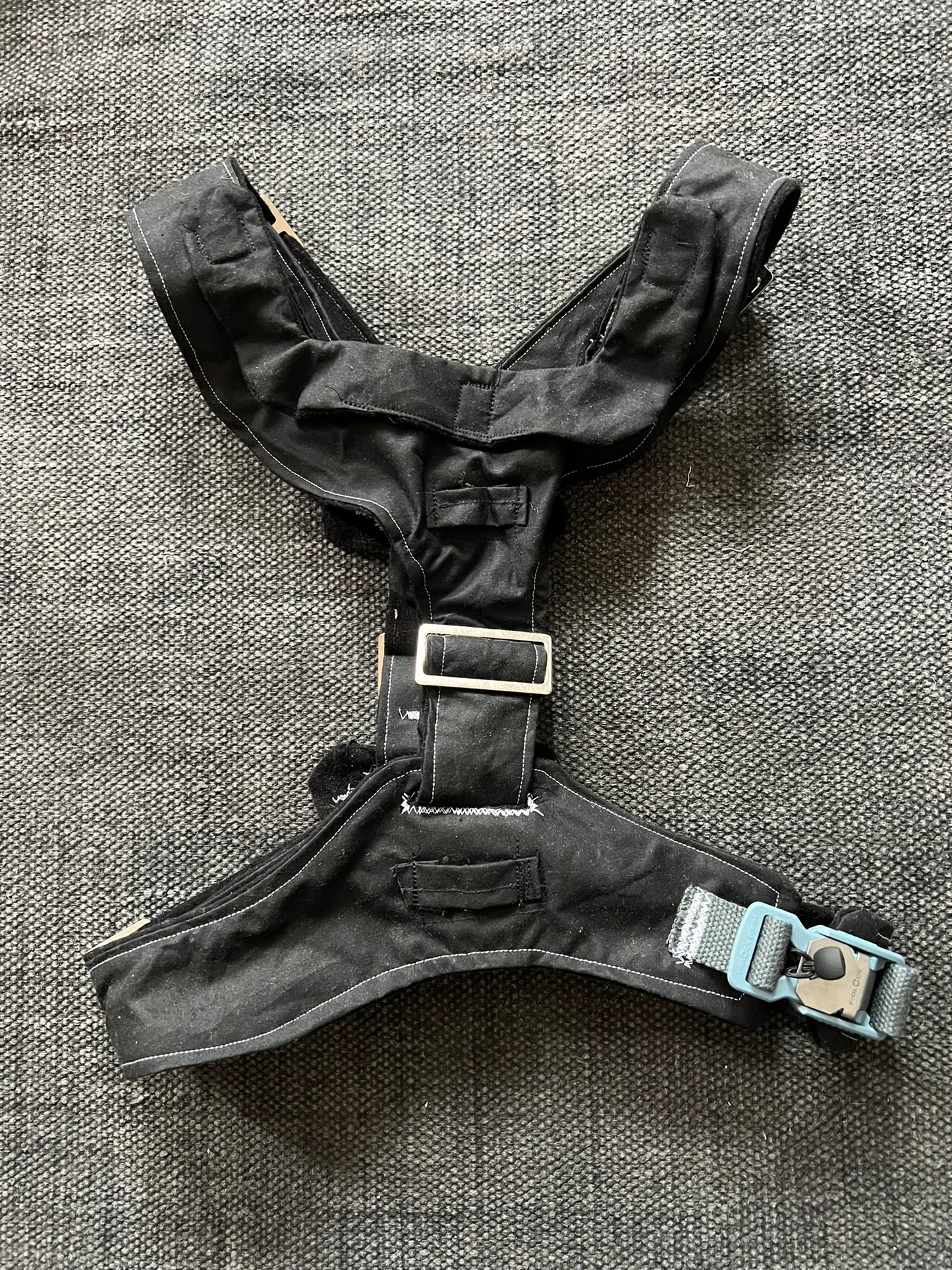 Black Harness with White Topstitch