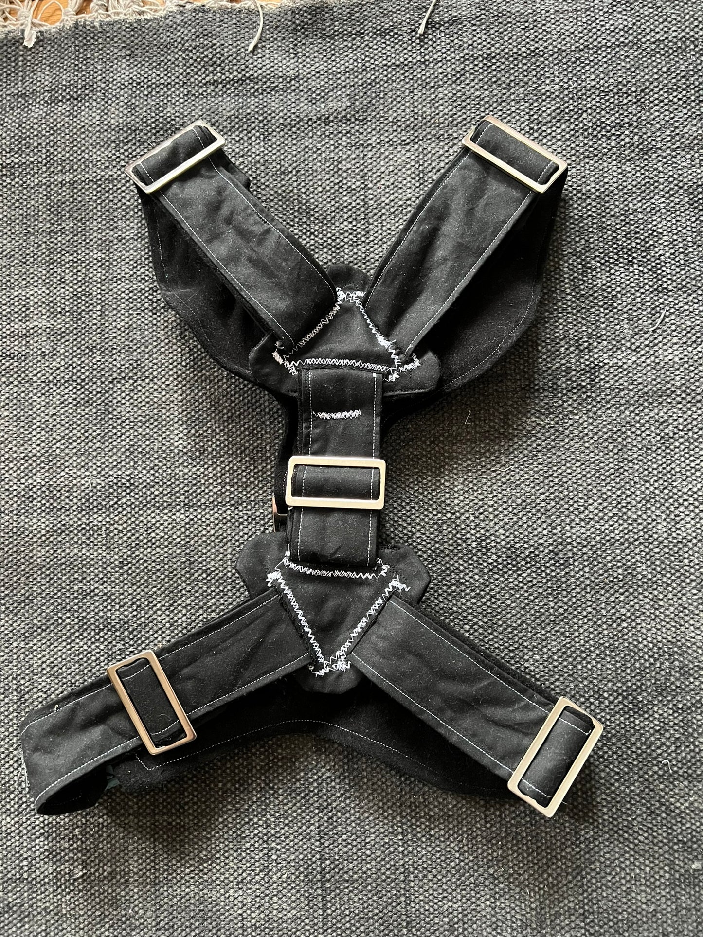 Black Harness with White Topstitch