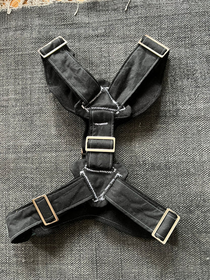 Black Harness with White Topstitch