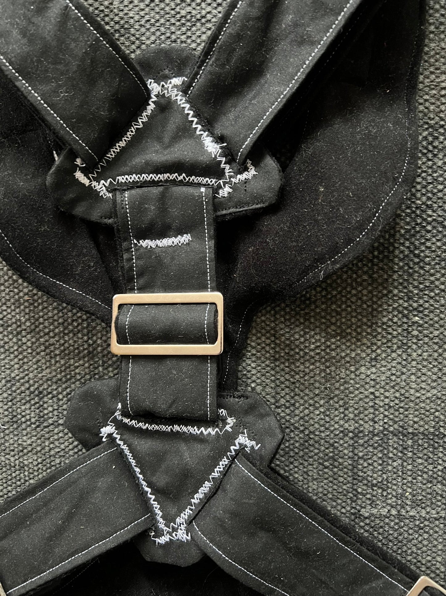 Black Harness with White Topstitch