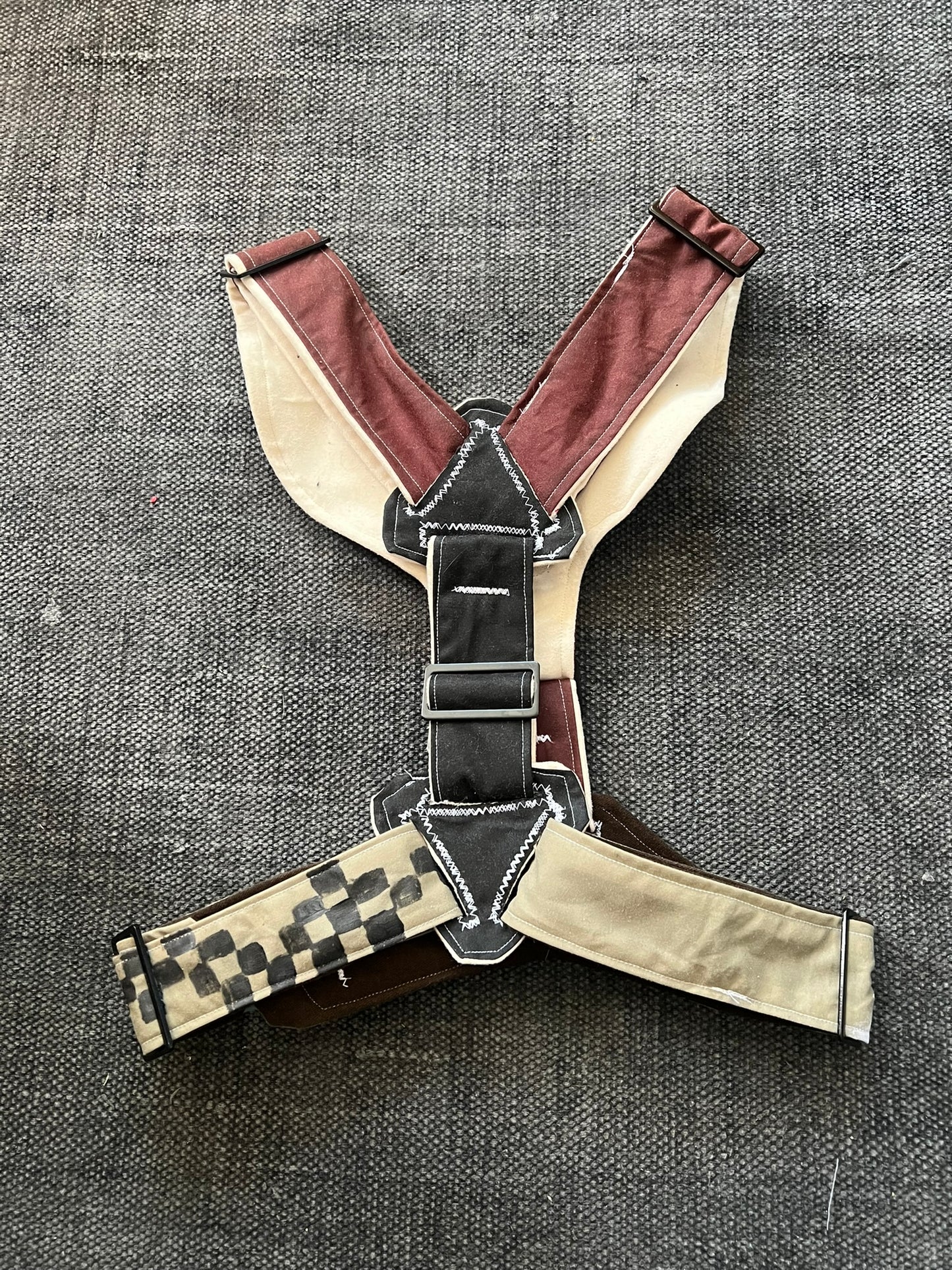 Red, Olive and Black Harness with Hand Painting
