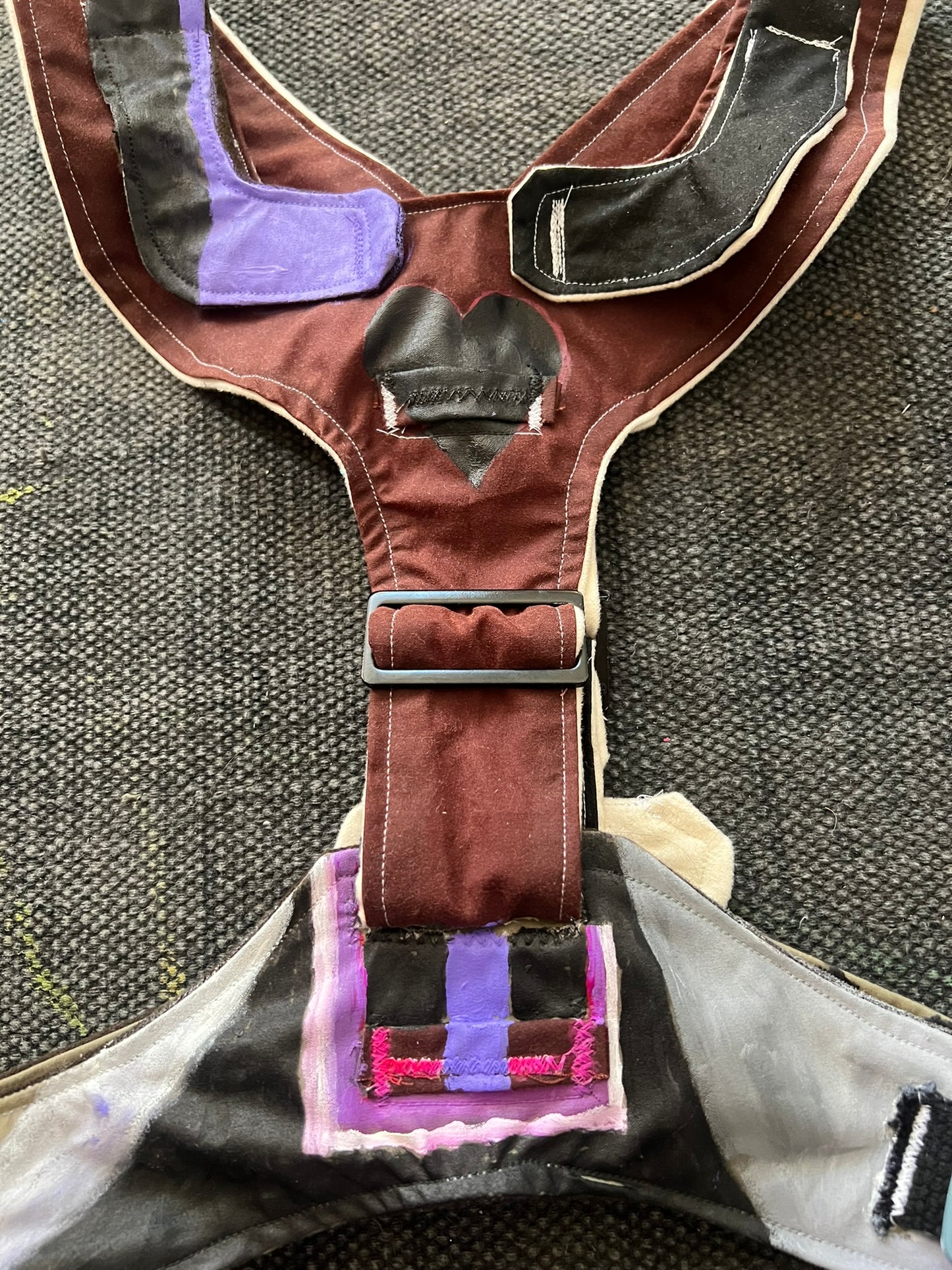 Red, Olive and Black Harness with Hand Painting
