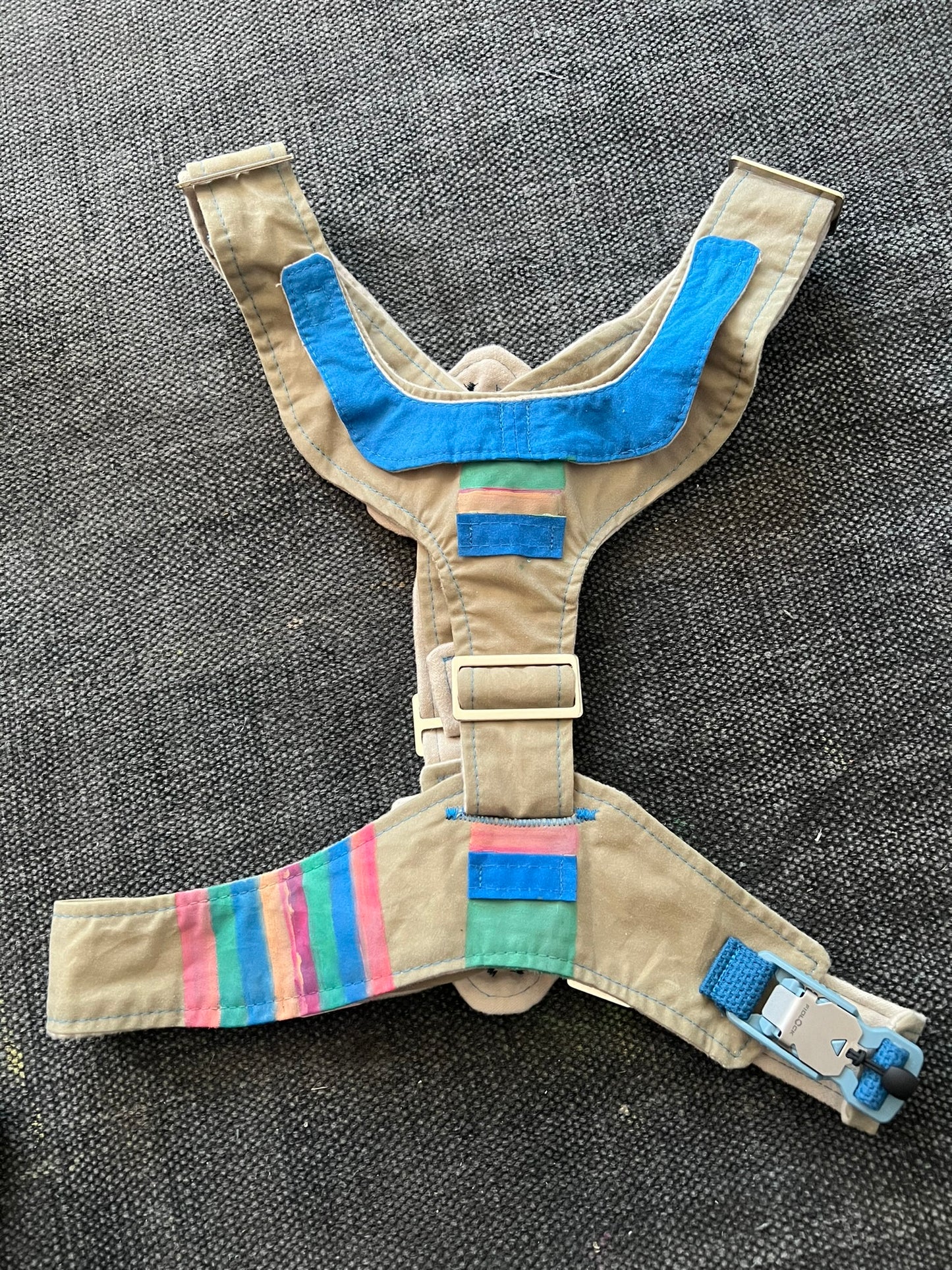 Olive and Blue Harness with Hand Painting