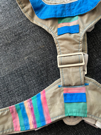Olive and Blue Harness with Hand Painting