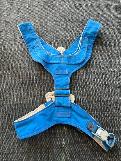 Blue Harness with Orange Topstitch