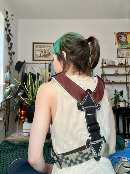 Red, Olive and Black Harness with Hand Painting