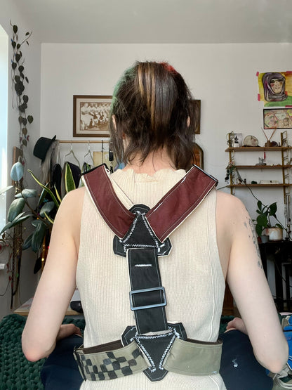 Red, Olive and Black Harness with Hand Painting