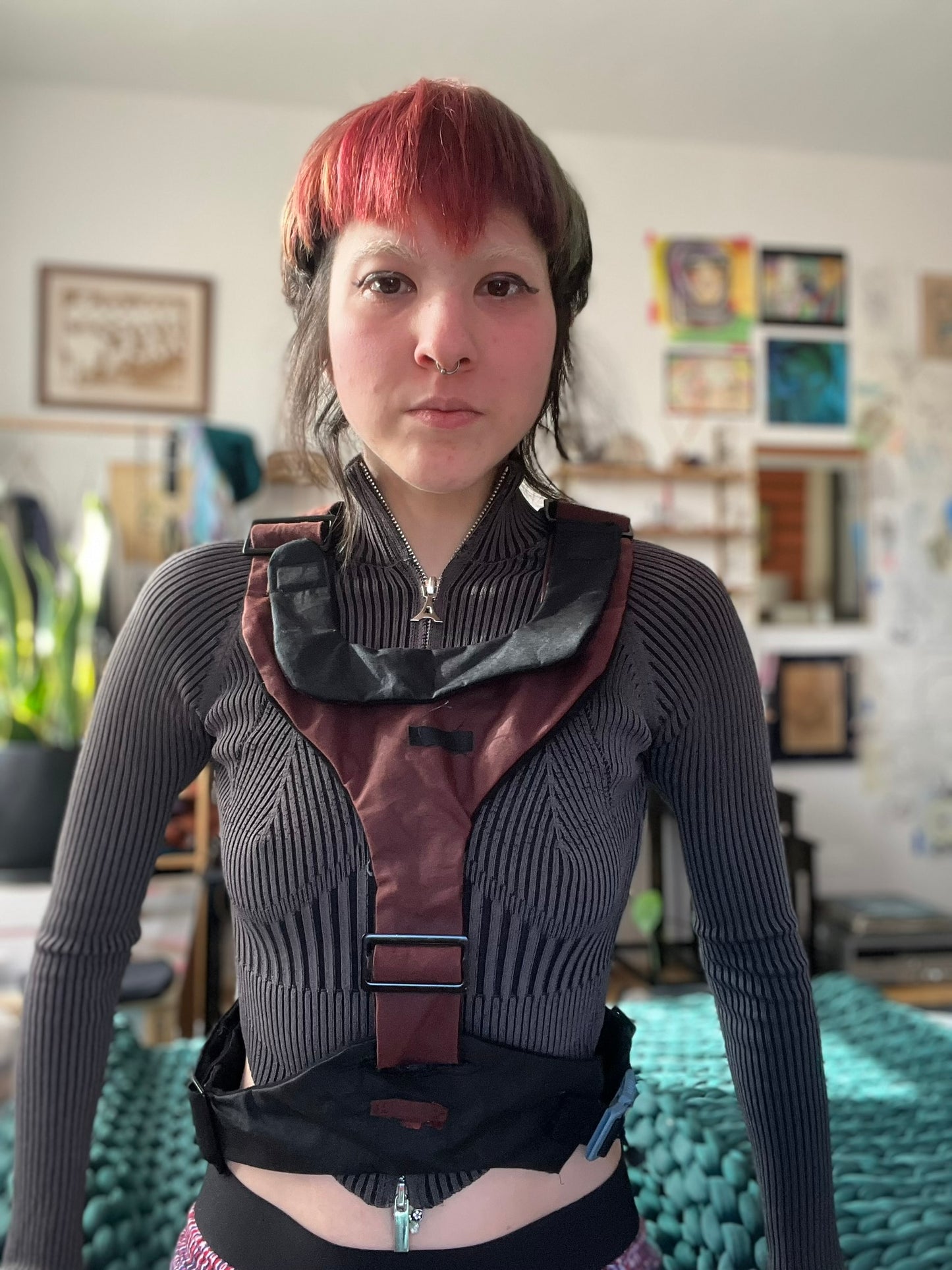 Burgundy with Black Harness