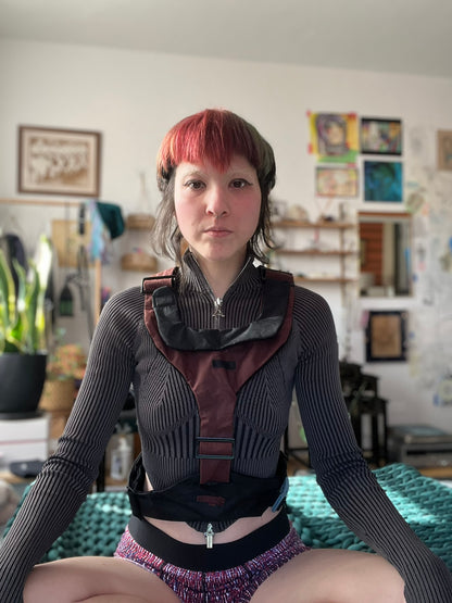 Burgundy with Black Harness