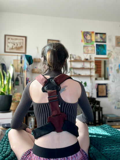 Burgundy with Black Harness