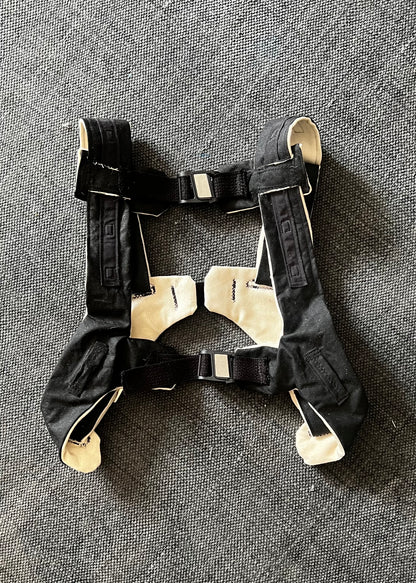 Black and White Backpack Strap Harness