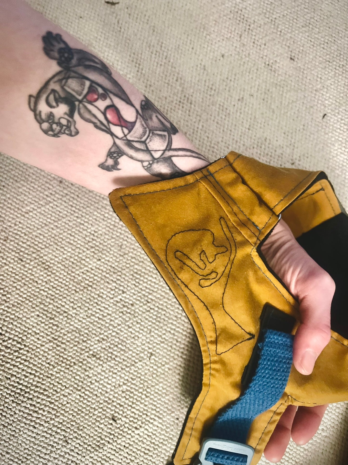 Turmeric Backpack Strap Harness with Blue Trim